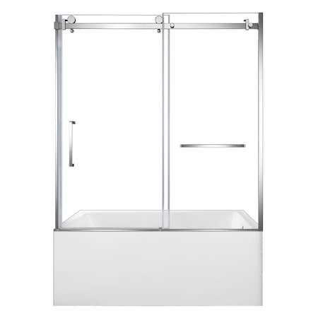 Kingston Brass 60" Acrylic Anti-Skid Alcove Right-Hand Drain Tub with Left Sliding Tub Door, White/Polished Chrome KVTAP6031R22T1