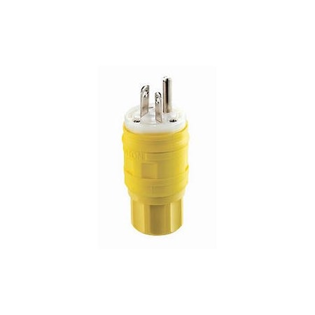 Leviton Watertight Straight Blade Plug, 24-15P, 15 A, 347V AC, 2 Pole, Screw Terminals, Grounded 14W15