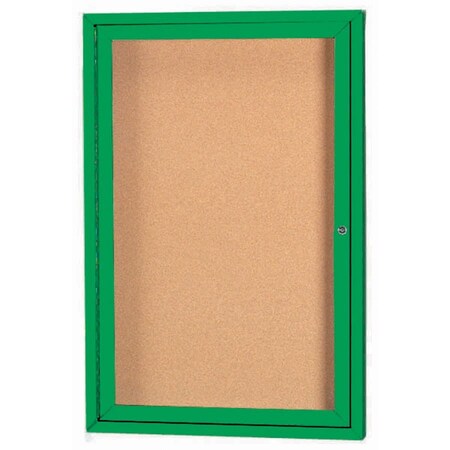 Aarco Illuminated Enclosed Bulletin Board w/ Green Powder Coated Al Frame, 36''Hx24''W DCC3624RIG
