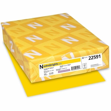 Astrobrights Laser, Inkjet Colored Paper Sunburst Yellow 30, Sun Yellow, 500PK WAU22591