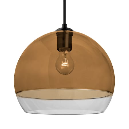 Besa Lighting Besa Ally 12 Pendant, Amber/Clear, Black Finish, 1x 60W MAX E26 Base 1JT-ALLY12AM-BK
