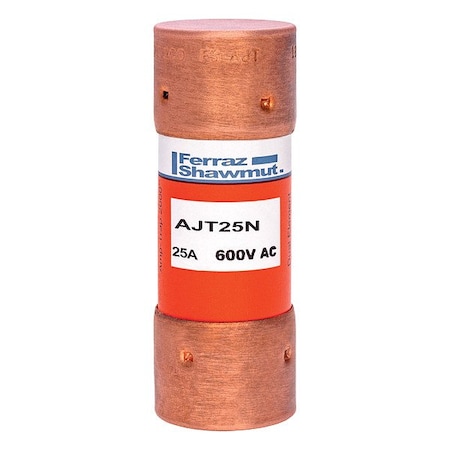 Mersen Fuse, AJT Series, Time-Delay, 600 V AC, Cylindrical AJT25N
