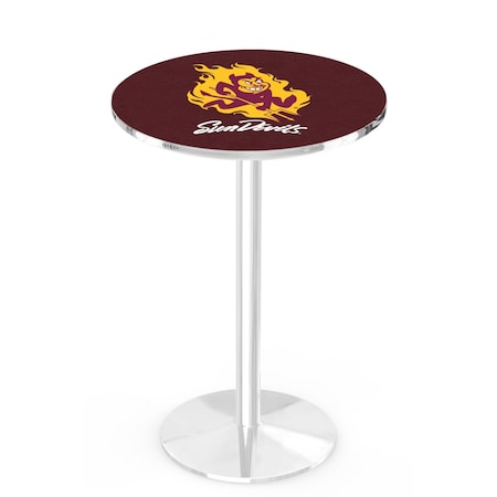 Holland Bar Stool Co 36" Chrome Arizona State Pub Table, Sparky Logo, 36" dia. Top L214C3636ArizSt-S