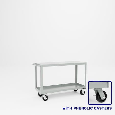 Pucel Heavy Duty Shop Truck, 48 in W x 18 in D x 33.5 in H, Two Shelves, Push Handle, Black 1848-DT-2P