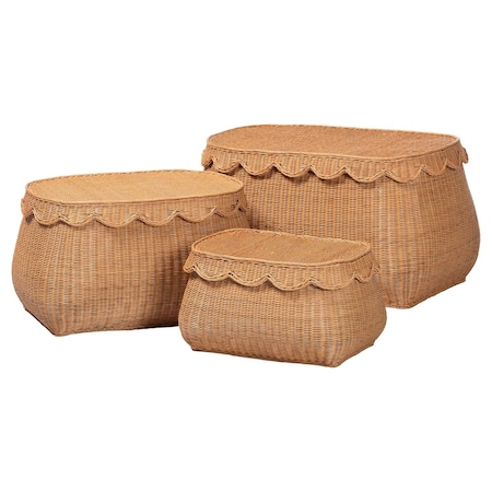 Bali & Pari Ayleen Natural Rattan Basket Set 267-14595-14596-14597-ZORO