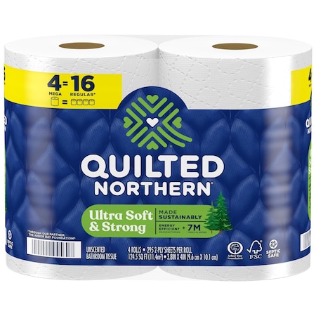 Quilted Northern Quilted Northern Ultra Soft & Strong Toilet Paper 4 Rolls 295 sheet 124.5 sq ft 94560