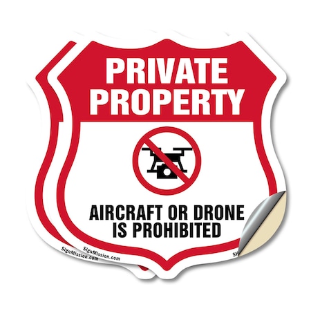 Signmission No Drone Shield Sign Aircraft Or Drone I, 12 inch X 12 inch, Vinyl Decal, 2PK SHI-D-2PACK-12-391