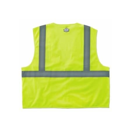 Ergodyne GloWear Safety Vest, 8210Z, Mesh, Class 2, Type R, 2 in Reflective Tape, 2 Pockets, Zipper,  150-21059