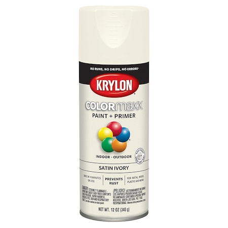 Colormaxx 12 Oz Krylon Ivory Paint & Primer Spray Paint, Satin K05567007