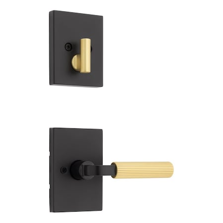 Kwikset Residential Handlesets Single Cylinder Reversible Matte Black by Satin Brass 971MALRCT-514X4