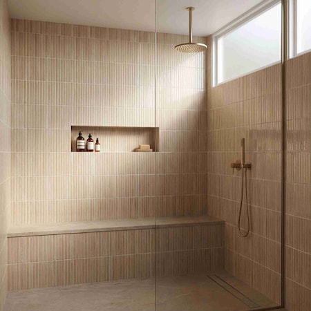 Ackland Marino Almond Bisque 5 in. X 10 in. Glossy Porcelain Fluted Slat Wall Tile, 26PK AKNPTMARALBI5X10G-CA