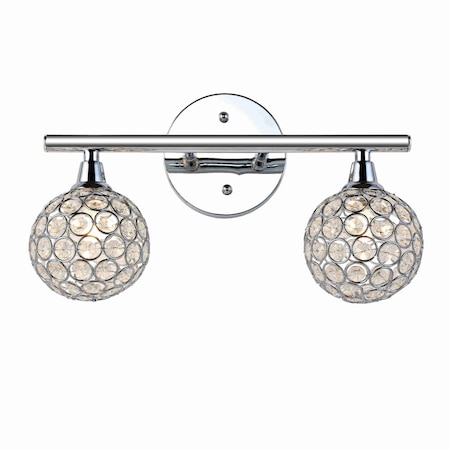 Jonathan Y Maeve 13" 2-Light Iron/Glass Contemporary Glam LED Vanity Light, Chrome JYL7535A