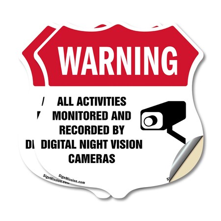 Signmission Video Surveillance Shield Label Set Warn, 6 inch X 6 inch, Vinyl Decal, 2PK SHI-D-2PACK-6-467