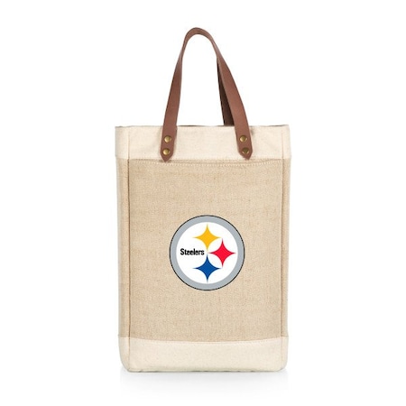 Picnic Time Family Of Brands NFL Pittsburgh Steelers - Pinot Jute 2 Bottle Insulated Wine Bag 539-02-187-254-2