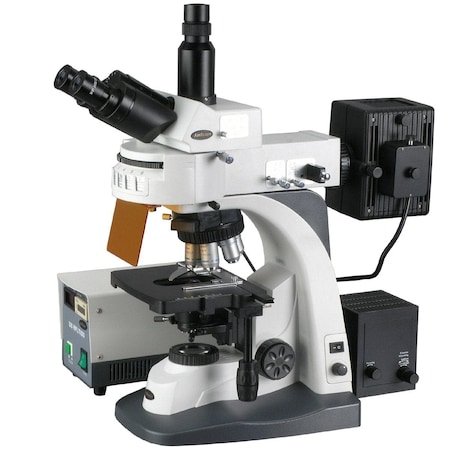 Amscope FM820 Epi-fluorescence Trinocular Compound Microscope 40X-400X w/1.4MP Cooled Monochrome CCD Camera FM800T-MF143