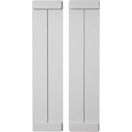 Ekena Millwork Rustic Two Board Joined Board-n-Batten Smooth Faux Wood Shutters w/End Batten, 11W x 24H, PR SHUBJE11X24SMPR