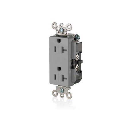 Leviton Commercial Grade Decora Receptacle, 20 Amp, 125 Volt TDR20-GY