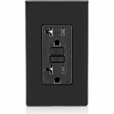 Leviton Straight Blade Receptacle, 5-20R, 20 A, 125V AC, 2 Pole, 3 Wire, Flush Mount, Single, Black AFTR2-E