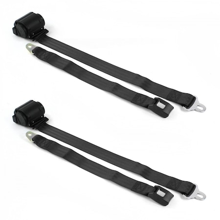 Geared2Golf Standard 2 Point Black Retractable Bucket Seat Belt Kit for 1955-1957 Chevy Bel Air - 2 Belts GE1347731