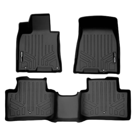 Smartliner SA0630-B0630 Custom Fit Floor Mats 2 Row Liner Set for 2022-2023 Genesis GV70, Black SA0630/B0630
