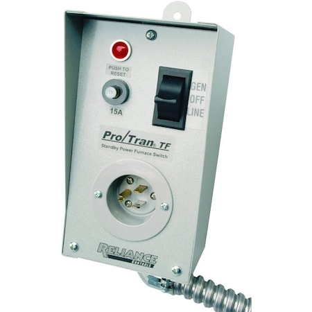 Reliance Controls RELIANCE CONTROLS TF151W Generator Transfer Switch, 15 A, 125 V, 1875 W, 1-Phase TF151W