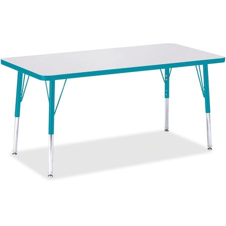 Jonti-Craft Berries Rectangle Activity Table, 24 in. x 48 in., E-height, Freckled Gray/Teal/Gray 6403JCE005