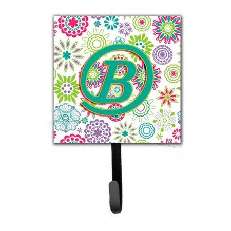 Carolines Treasures Letter B Flowers Pink Teal Green Initial Leash and Key Holder CJ2011-BSH4