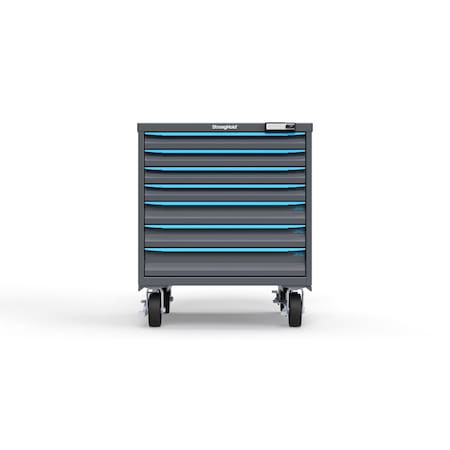 Strong Hold 7 drawer cabinet - (4x 2in, 2x 3in, 1x 4in) - Blue accents - E-Lock w/ Tracking S3036-PCTAS-0702FS