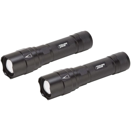 Powerzone Tactical Flashlight, AA Battery, LED Lamp, 1000 Lumens, 150 m Beam Distance, 6 hrs Run Time, Black 12156