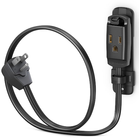 Maximm 1ft 14AWG Heavy Duty AC Extension Cord w/ Wall Clip, Black ADW-90-C6F01-14B0-WM