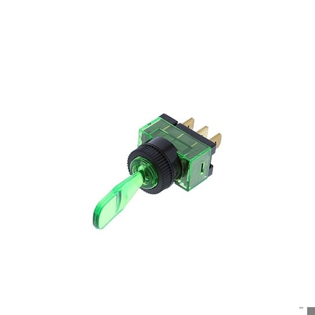 Switch Components Wedge Toggle, 3P SPST OFF-ON, Green Bulb TE1-1A-DC-1-GL