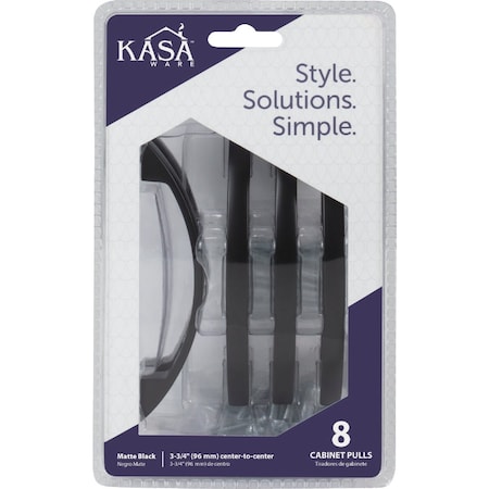Hardware Resources KasaWare 4-7/8'' Overall Length Matte Black Contemporary Pull, 8PK K83796MB-8