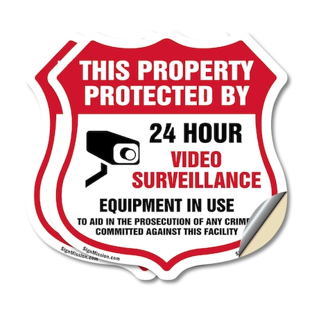 Signmission Video Surveillance Shield Sign This Prop, 6 inch X 6 inch, Vinyl Decal, 2PK SHI-D-2PACK-6-470