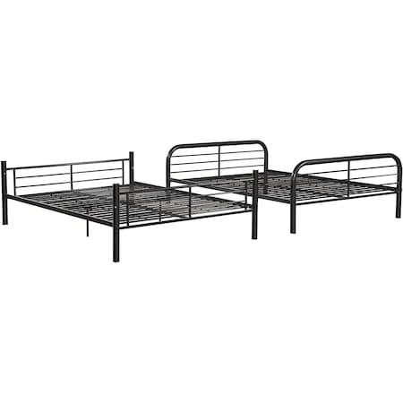 Homeroots 79" X 57" X 65" Gunmetal Metal Tube Full Over Full Bunk Bed 285314