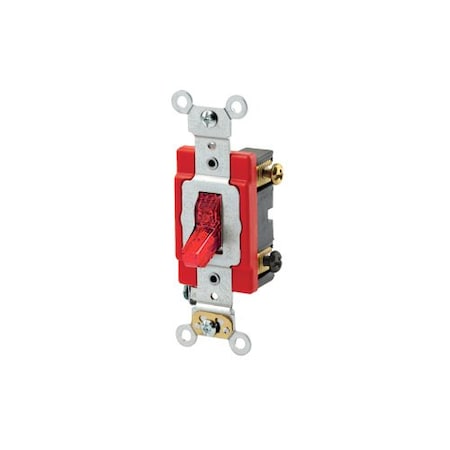 Leviton Wall Switch, 1 hp, Toggle, 20 A, Red 1222-7PR