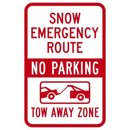 Lyle Snow Emergency Route No Parking Tow Away Zone with Grap, 12x18, Non-Reflective, White G-4754-NA_12x18