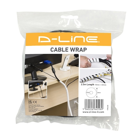 D-Line Cable Wrap White 8ft., 20PK US/CTW2.5W/20