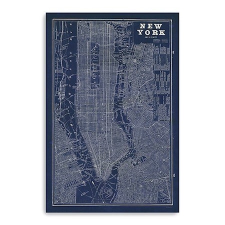Homeroots 36" x 24" Indigo and White Aerial New York Map Canvas Wall Art 399005