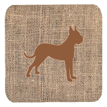 Carolines Treasures Boxer Burlap and Brown Foam Coasters- Set - 4 BB1109-BL-BN-FC