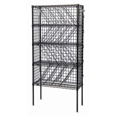Quantum Storage Systems BULK WINE SHELVING UNIT 14X36X74 W/ENCLOSURE PANEL BLACK EPOXY WR74-BW1436BK