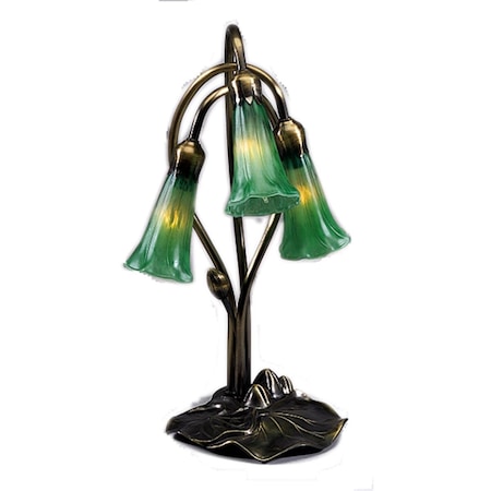 Meyda Lily 3 Light Accent Lamp with Shades - Green 14150
