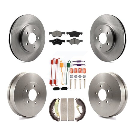 Transit Auto Front Rear Brake Rotor Semi-Metallic Pad & Drum Kit 7Pc For Ford Escape Mercury Mariner K8S-102042