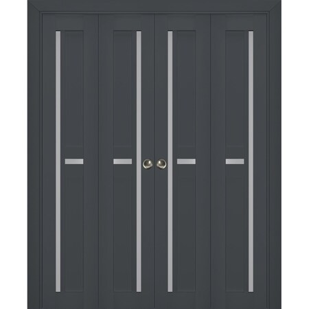 Sartodoors Sliding Closet Double Bi-fold Doors Solid Core Modern Interior VEREGIO7288DBF-ANT-96 x 84 (4* 24x84)
