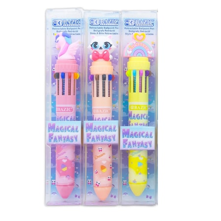 Bazic Products Magical Fantasy Series 10-Color Pen, Assorted Designs, 3PK 17000