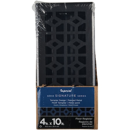 Imperial Templar 4'' x 10'' Black Iron Steel Floor Register RG3466