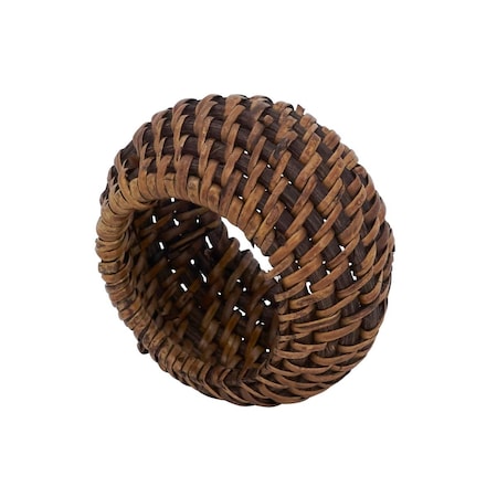 Saro 2.4 in. Woven Rattan Napkin Rings, Brown - Set of 4 NR509.BR