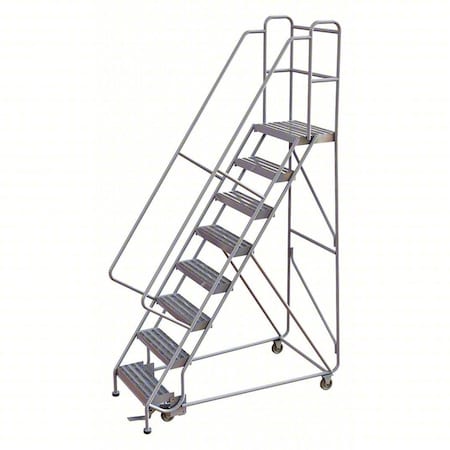 Tri-Arc 9.3 ft H Aluminum Rolling Ladder, 8 Steps, 350 lb Load Capacity WLAR108244
