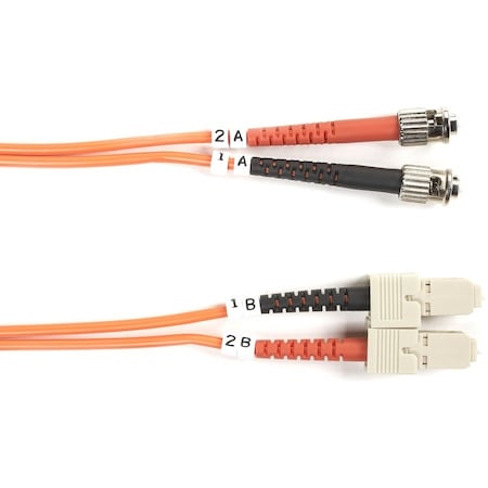 Black Box OM2 50/125 Multimode Fiber Optic Patch Cable - OFNR PVC, ST to SC, Orange, 3-m 9.8-ft. FO50-003M-STSC