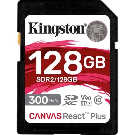 Kingston 128GB CANVAS REACT PLUS SDXC UHS-II 300R/260W U3 V90 FOR FULL HD/4K/8K SDR2/128GB