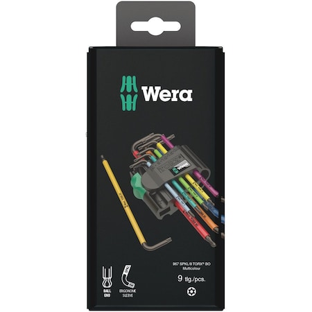 Wera 967/9 TX BO Multicolour 1 SB L-key set for tamper-proof TORX screws, BlackLaser, 9 pieces 5073599001